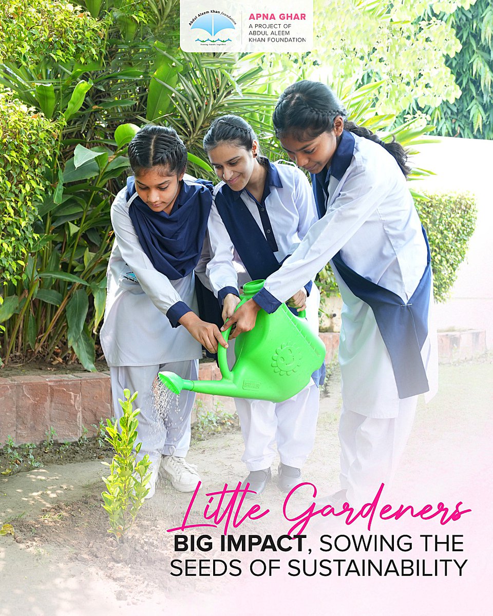 The Abdul Aleem Khan Foundation’s Apna Ghar project nurtures young minds through hands-on gardening activities that teach the importance of nature and sustainability.  This initiative not only beautifies their surroundings but also instills lifelong values of care, growth, and