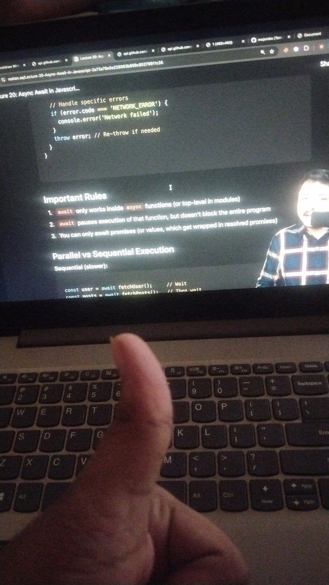 imKrishnaT's tweet image. Day 35 Of web development course 🔥 

We learn about the Async Await in JS and made project too✨

Excited for the next @rohit_negi9 ✅

#WebDevelopment #Rohitnegi