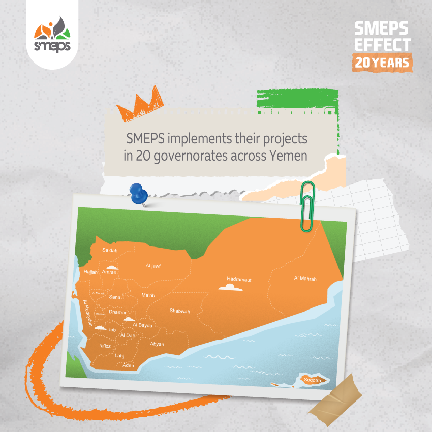 SMEPSYEMEN's tweet photo. Did you know?
🌍 Over 20 years, SMEPS expanded its reach to thousands of beneficiaries across Yemen 🇾🇪

Now providing services in nearly all governorates, including the most remote areas, with offices in Aden, Sana'a, and Hadhramaut. #SMEPSEffect https://t.co/wK8hcL4j7f