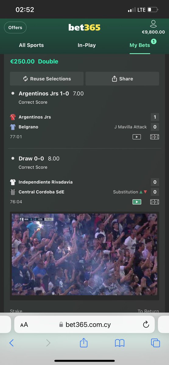 🔥Yoo ,Check this out !
#Live bet Stream from BET365 75 min !

When i say fixed then its fixed  nothing is changing that 💯! 

Only the realest channel can flex like this 💯 a live bet from bet365💶💼

Its all about that big &amp; real money vibe ! 💪