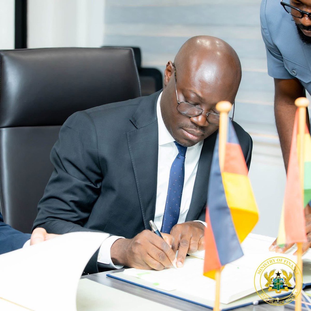 Hon. Casel Ato Forson and Ambassador Frederik Landshöft of the Federal Republic of Germany signing the sixth agreement under our ongoing debt restructuring programme, and it marks yet another important milestone in our economic recovery journey.