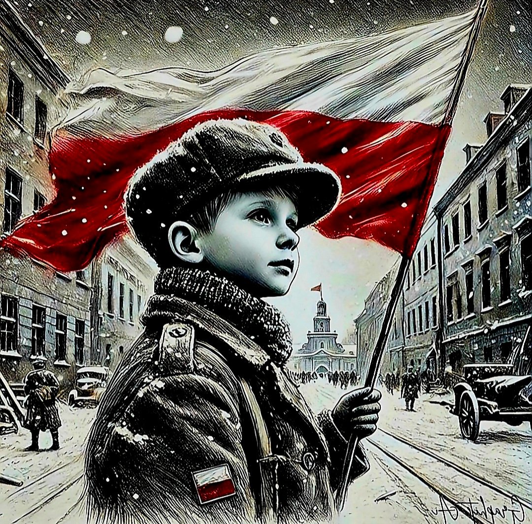 Powiewa flaga, gdy wiatr się zerwie.
A na tej fladze biel i czerwień.
Czerwień to miłość, biel – serce czyste.
Piękne są nasze barwy ojczyste.
Wieczna Chwała Polskim Bohaterom!
Niech żyje Wolna i Niepodległa 🇵🇱 Polska!!!