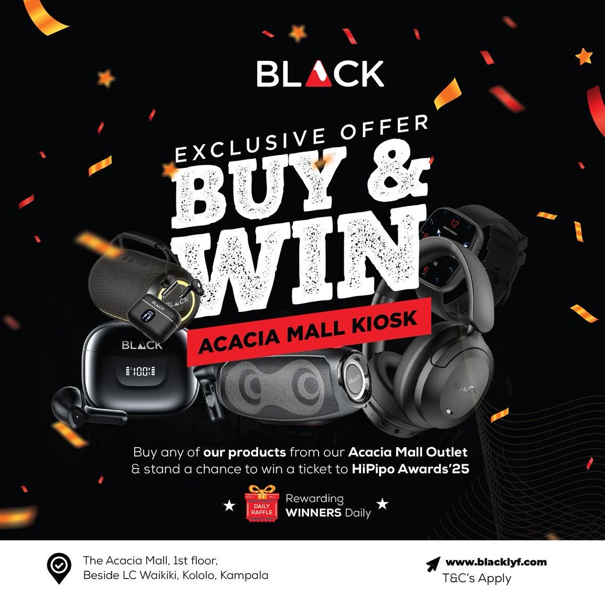 tonnybanz02's tweet photo. Step into style and win big with BL๐บCK๐ค
Shop at Acacia Mall and you could score yourself a ticket to the 2025 HiPipo Music Awards, where fashion meets fame.
#BLACKHipipoAwards
#LevelOneProject https://t.co/C0S8wakshx