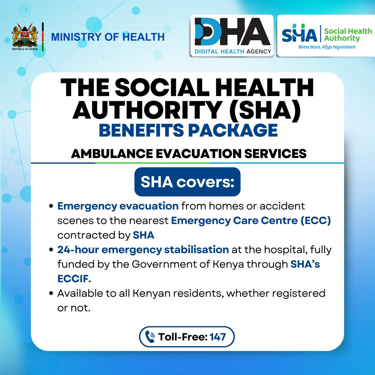 Ben__Mogaka's tweet photo. With rapid evacuation from homes or accident scenes to the nearest contracted Emergency Care Centre (ECC), it ensures speed and proximity matter in life-threatening moments.
#SHAAmbulancePackage 
Evacuation Services https://t.co/NXH3tR4LBS