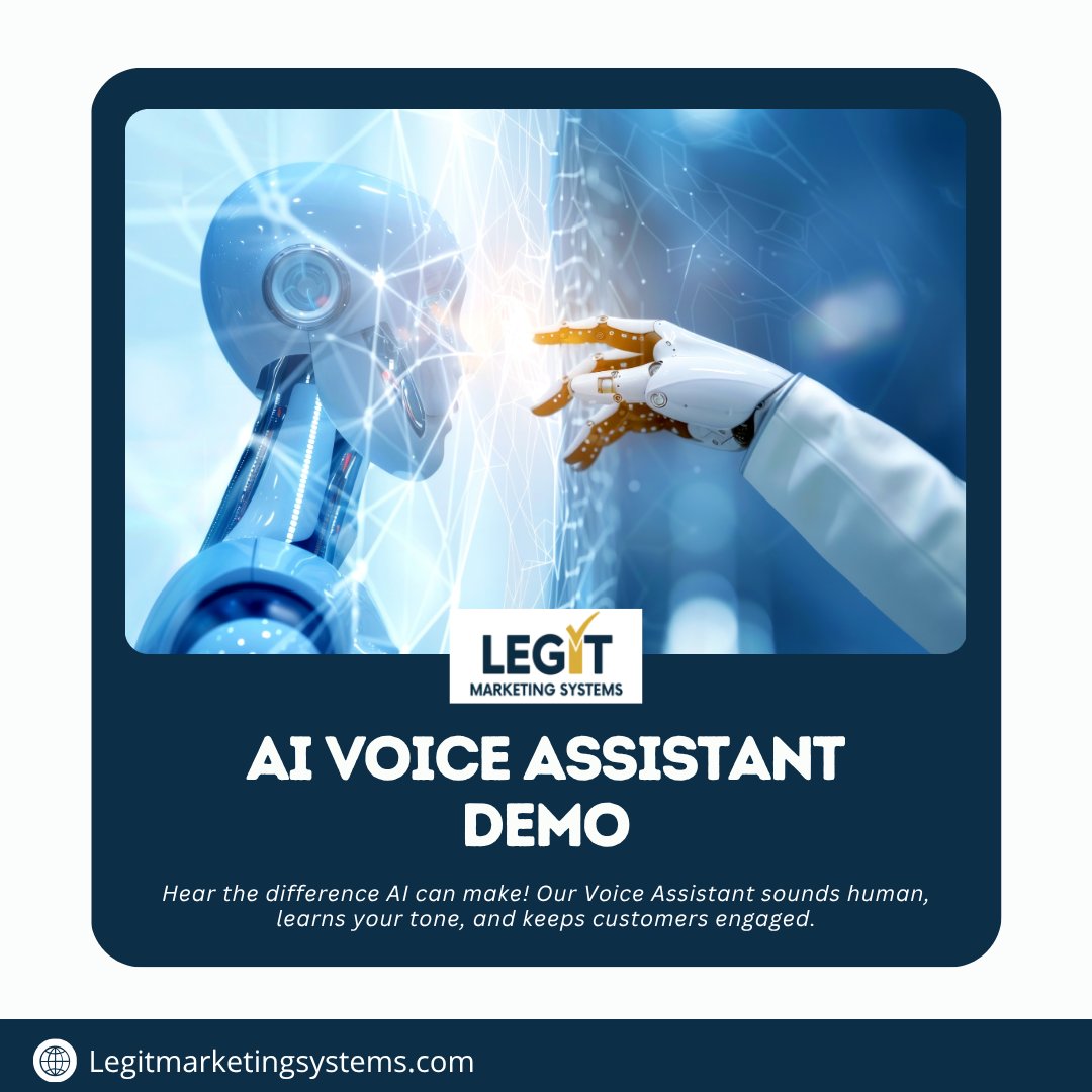 LegitMSystems's tweet image. Our Voice Assistant sounds human, learns your tone, and keeps customers engaged.

✅ 24/7 availability
✅ Natural conversation
✅ Boosted call conversions

Experience next-gen communication 👇
🔗 legitmarketingsystems.com/ai-voice-emplo…

#AICommunication #VoiceAI #CustomerService