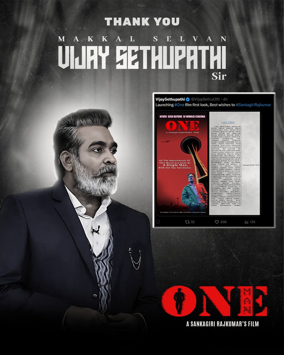 kayaldevaraj's tweet photo. One man. One vision. One film that changed everything ☝️
#OneMan — A world-first cinematic feat
Thank you @VijaySethuOffl for the Grand Unveil...
#OneMan_Raj #SankagiriRajkumar
#OneManFirstLook @Rajkumar_Dir @onlynikil @digitallynow https://t.co/HpcxQryvgI