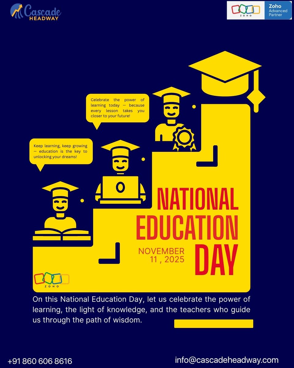 CascadeHeadway's tweet photo. Education is the foundation of a nation’s strength.
On this National Education Day, let’s honor Maulana Abul Kalam Azad and his vision of spreading knowledge, equality, and empowerment through education.
#NationalEducationDay #India #cascadeheadway https://t.co/5kz6NxzMzx