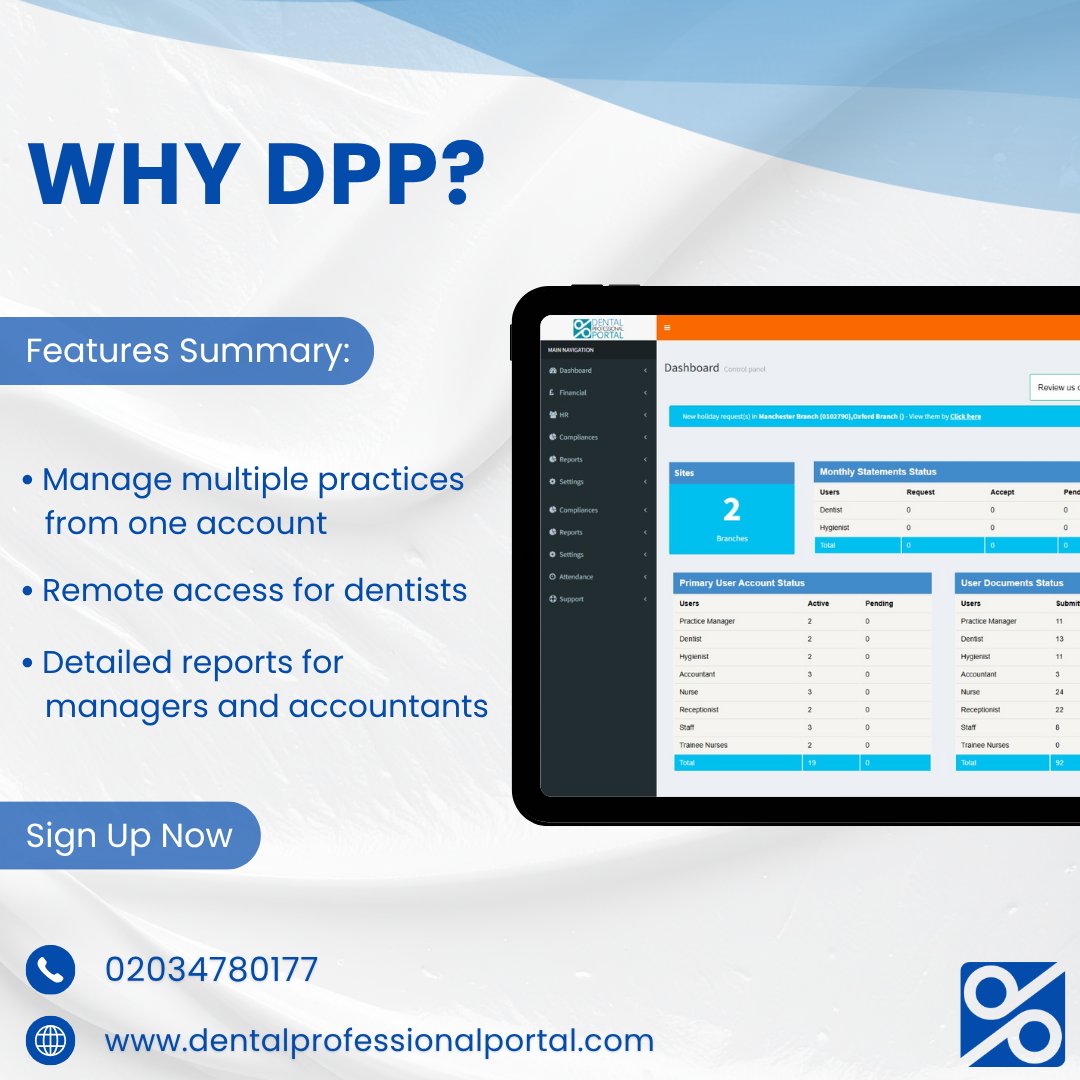 DentalPP's tweet image. 𝐒𝐭𝐫𝐞𝐚𝐦𝐥𝐢𝐧𝐞 𝐘𝐨𝐮𝐫 𝐃𝐞𝐧𝐭𝐚𝐥 𝐏𝐫𝐚𝐜𝐭𝐢𝐜𝐞 𝐰𝐢𝐭𝐡 𝐃𝐏𝐏
Manage multiple locations, generate reports, and access live support — all in one place.
Sign up now: dentalprofessionalportal.com
#DentalProfessionalPortal #DPP #DentalSuccess #OnlinePortal