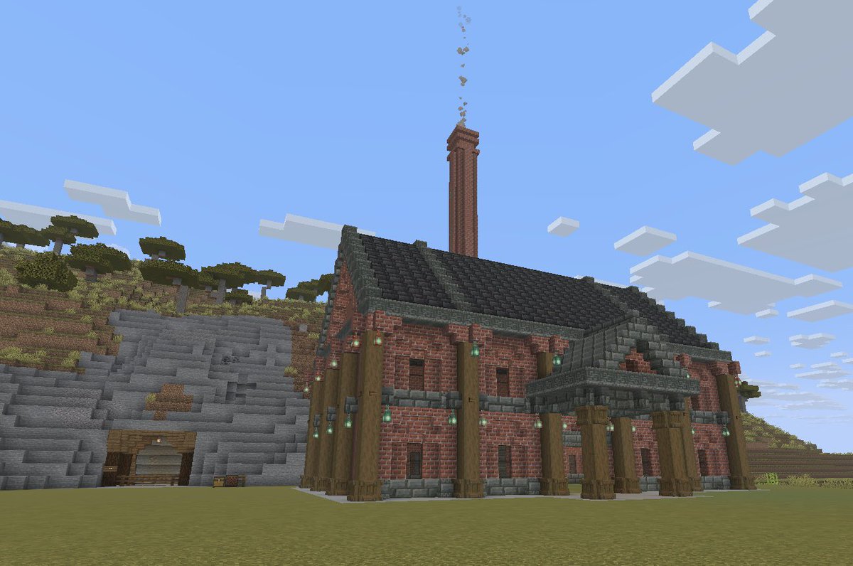 IDL_minecraft's tweet image. 「犬島製銅株式会社」が保有する、『開拓地精錬所』
すぐそばに銅山もあり、掘った銅をシームレスに精錬できる歴史的建造物です。
開業当時からそのままの姿で、現在も現役で操業しています。
#Minecraft  #マインクラフト