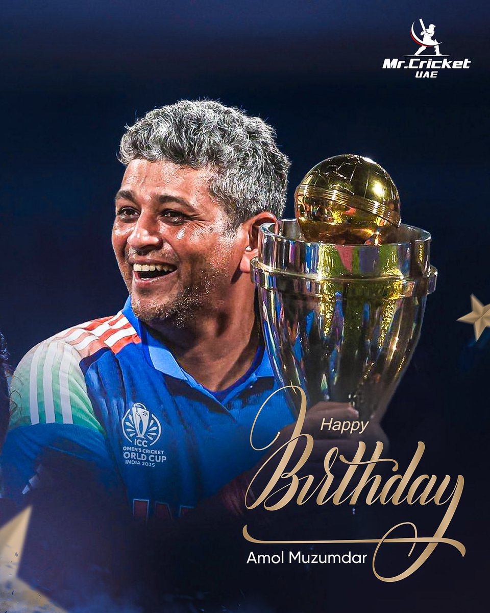 mrcricketuae's tweet image. 2025 Women’s World Cup, Winning Coach 🏆 

Wishing a very happy birthday to Amol Muzumdar. 🎈 

#India #WWC #CWC25 #AmolMajumdar #MrCricketUAE