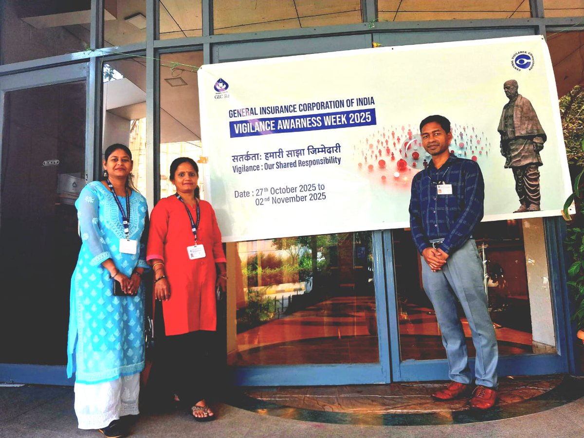 Vigilance Awareness Week 2025 ✨
GIC Re displayed Vigilance Awareness banners  at Head Office, Oriental House, branches in India &amp; abroad, and subsidiaries &amp;  iGOT-themed on digital standees at Head office.

<a href="/CVCIndia/">CVC, Govt. of India</a>