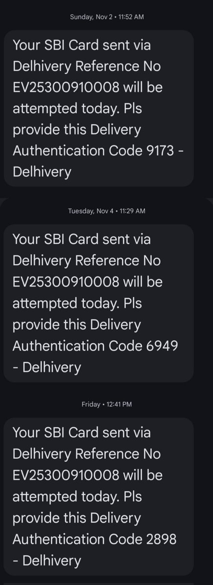 ravish4708's tweet photo. @delhivery_FAQS @delhivery @help_delhivery Ref No. EV25300910008
Delivery persons of Hazaribagh branch want to deliver to urban areas only. If they need to deliver in a slightly remote area, they send out "out for delivery" messages and attempt fake deliveries. https://t.co/iPdoFYFH9C