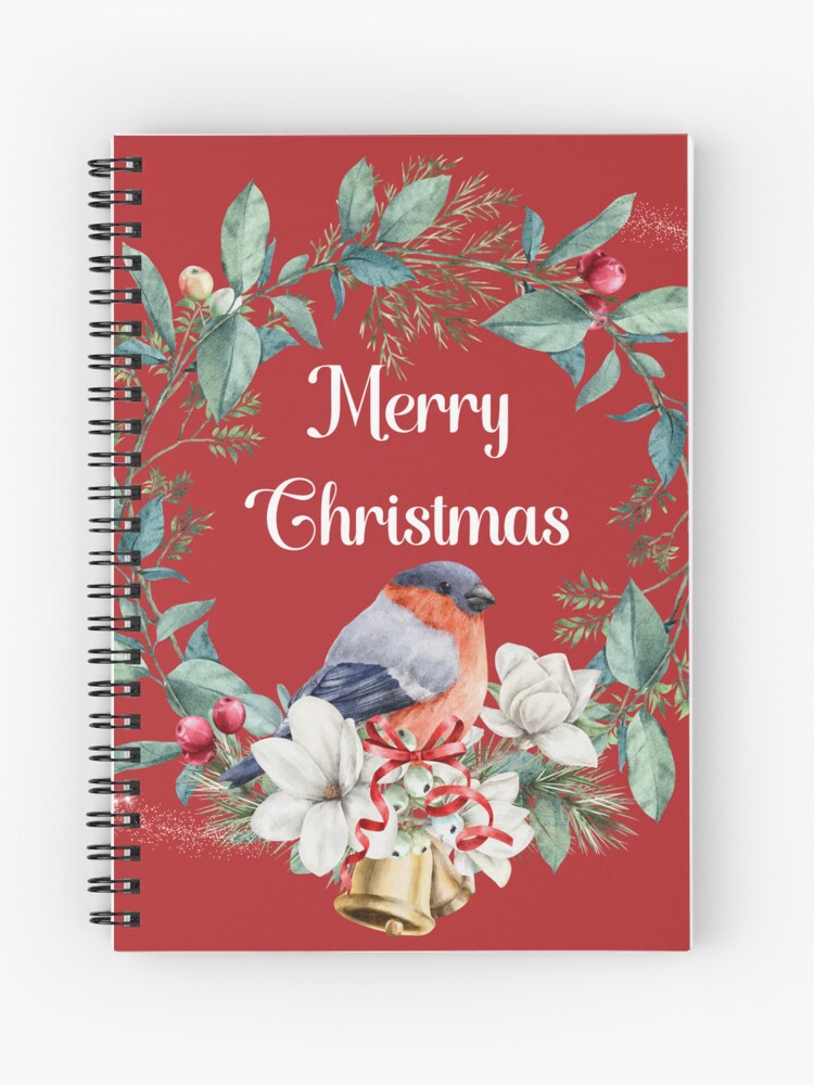 HurmerintaArt's tweet image. Merry Christmas with white winter flowers, bright stars, winter berries, wreath, pine sprig, and a bullfinch.
#giftidea #notebook #card #christmas redbubble.com/i/notebook/Mer…