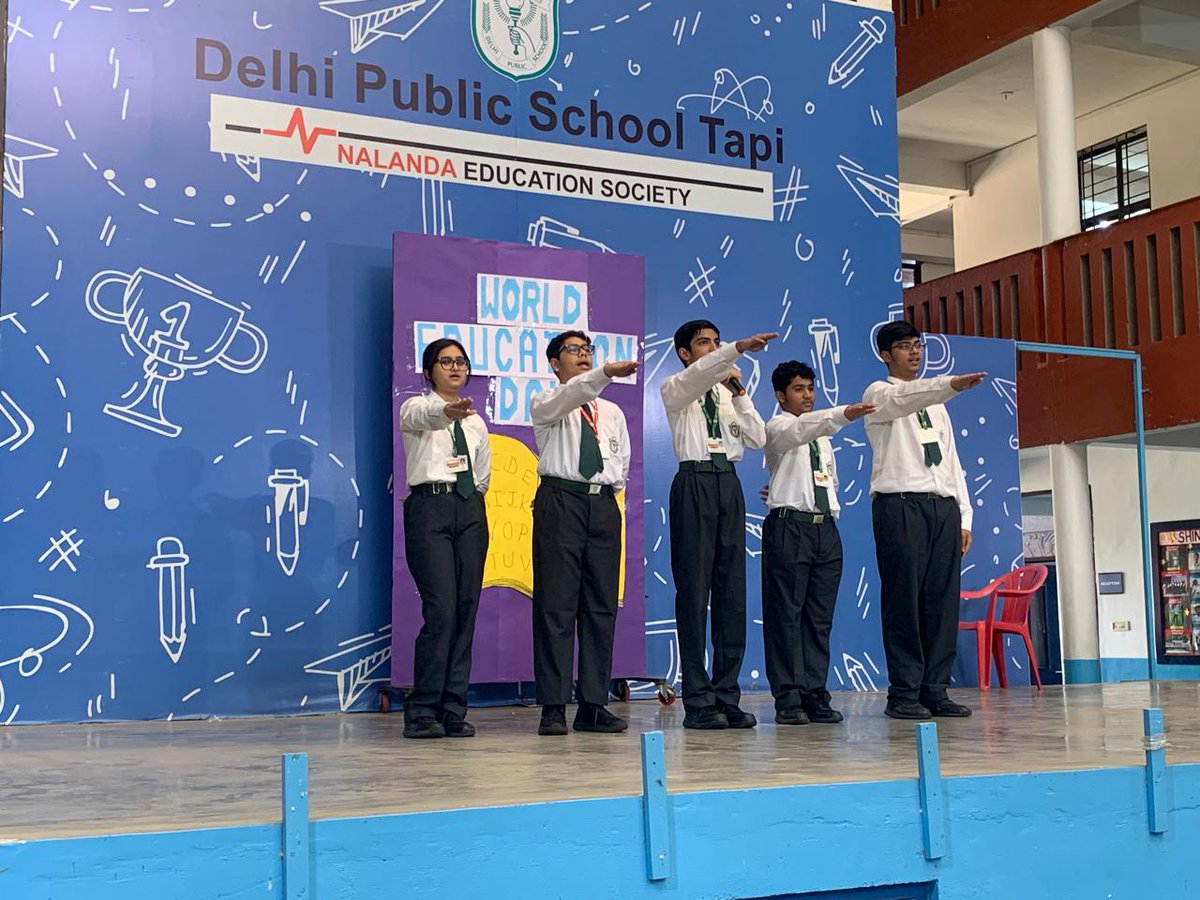 DPSTapi's tweet image. Class IX-B conducted an inspiring World Education Day Assembly on 10 November 2025, emphasizing the purpose and privilege of education.