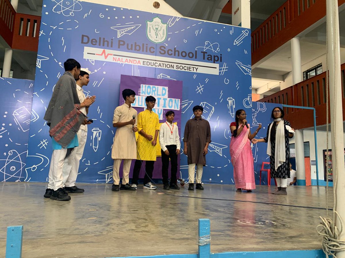 DPSTapi's tweet image. Class IX-B conducted an inspiring World Education Day Assembly on 10 November 2025, emphasizing the purpose and privilege of education.