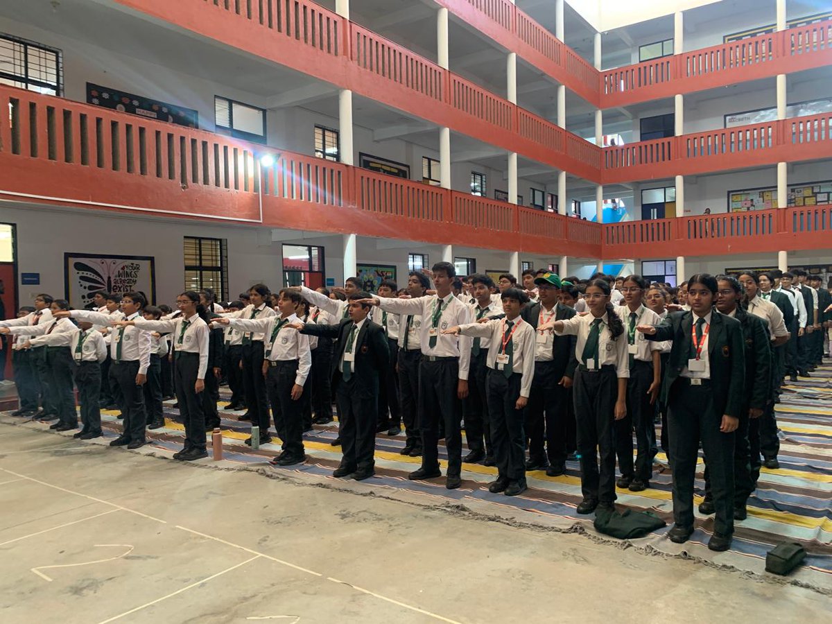 DPSTapi's tweet image. Class IX-B conducted an inspiring World Education Day Assembly on 10 November 2025, emphasizing the purpose and privilege of education.