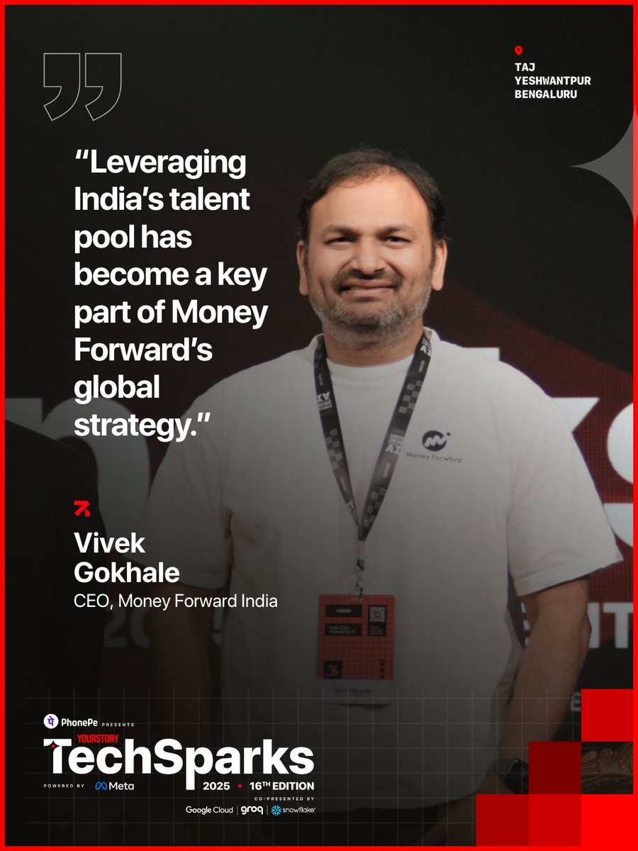 _TechSparks's tweet image. At #TechSparks2025, Vivek Gokhale, CEO of @moneyforward India, shared how openness and respect shape global collaboration. Making English the internal engineering language helped the company attract top talent and build strong India–Japan partnerships.

@YourStoryCo