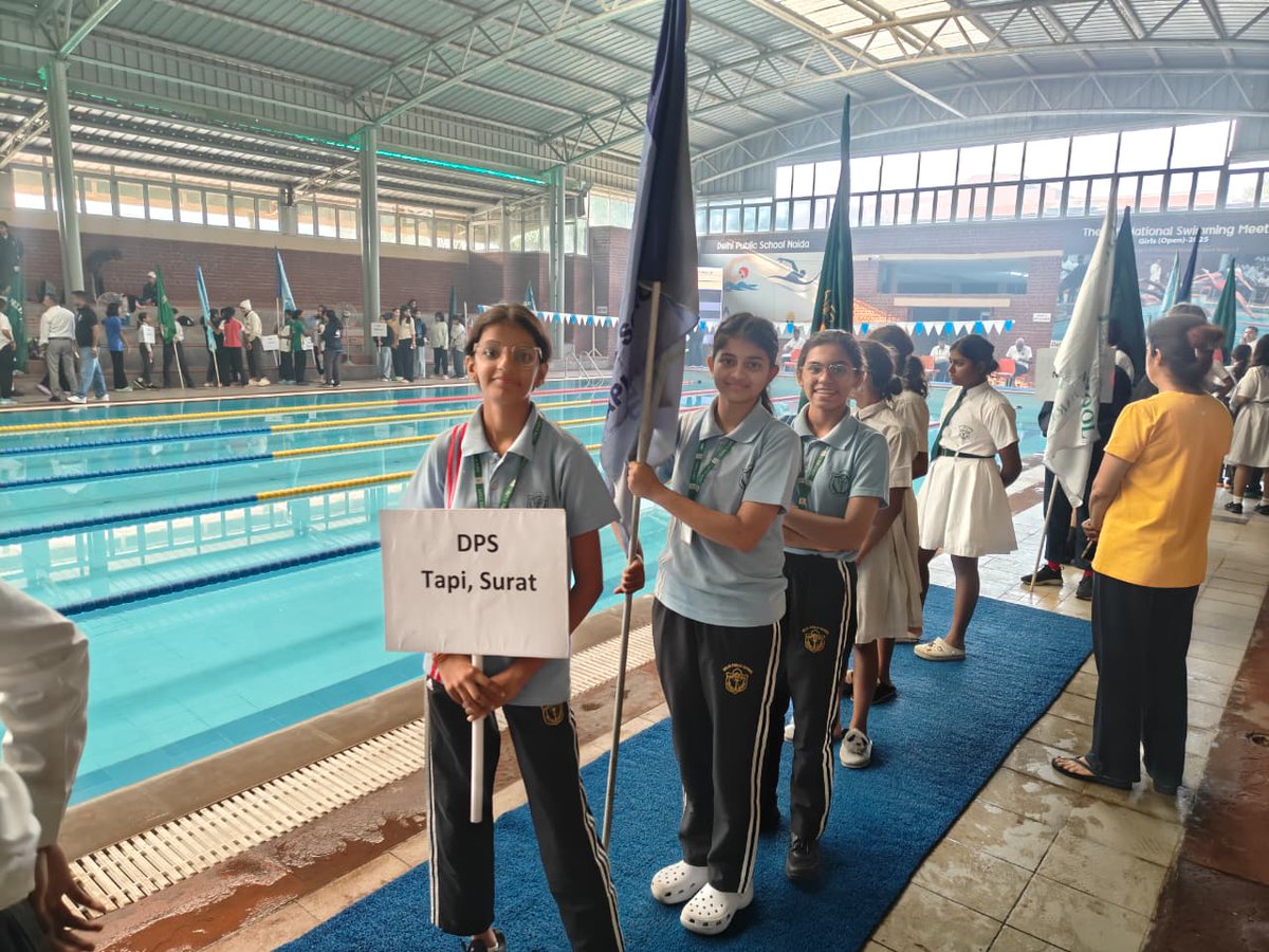 DPSTapi's tweet image. DPS Tapi participated in The DPS National Swimming Meet Girls Open held at Delhi Public School Noida on 6-7 November 2025.The event provided a platform to all students to exhibit their talents and skills with great enthusiasm and passion.