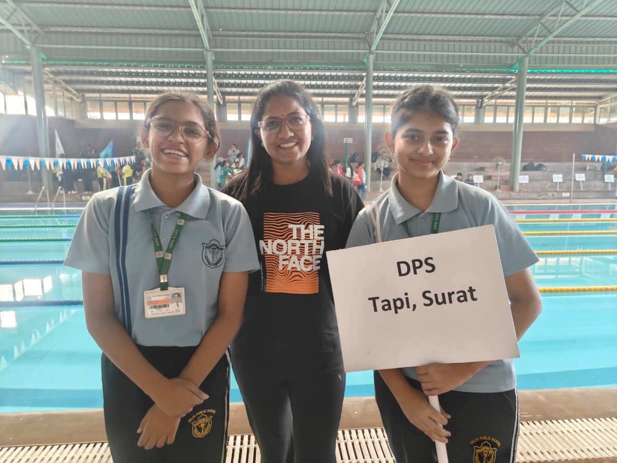 DPSTapi's tweet image. DPS Tapi participated in The DPS National Swimming Meet Girls Open held at Delhi Public School Noida on 6-7 November 2025.The event provided a platform to all students to exhibit their talents and skills with great enthusiasm and passion.