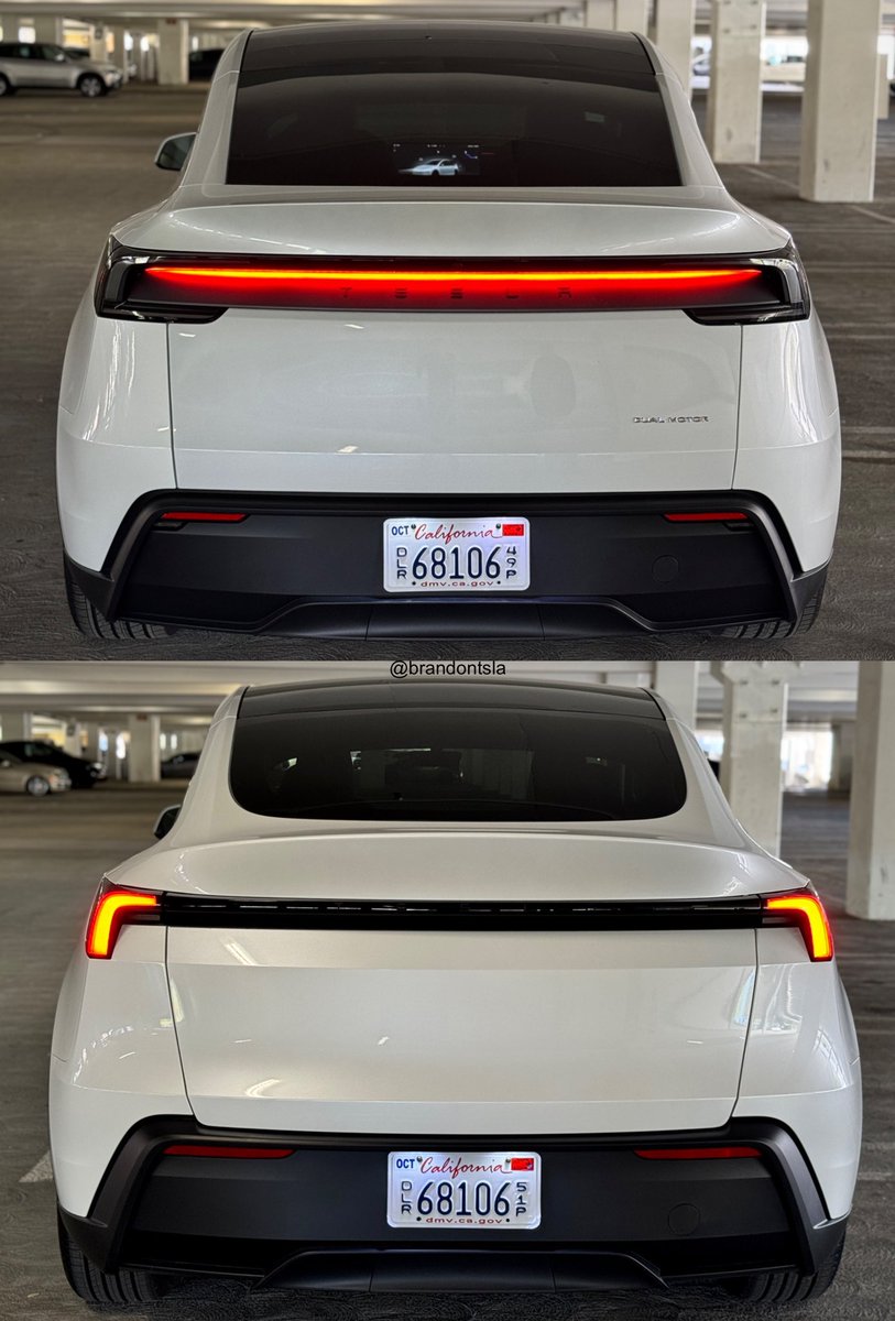 Model Y Standard vs. Model Y Premium

➡️ Different taillight shape (L-shaped)
➡️ No rear light bar
➡️ Gray textured trim replaced by a taller body panel
➡️ Body panel extends lower on the rear bumper
➡️ Rear bumper otherwise unchanged
➡️ Rounded rear window corner (similar to