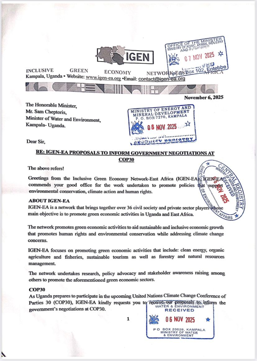 🔋As #COP30 gets underway, AFIEGO joined our <a href="/IGENEastAfrica/">IGENEastAfrica</a> partners to send proposals to <a href="/GovUganda/">Government of Uganda</a> to inform their negotiations at COP.
📕See the proposals, including the need to reform Uganda's Energy Transition Plan, here: static1.squarespace.com/static/60808c7…
<a href="/MEMD_Uganda/">Ministry of Energy & Mineral Development</a> <a href="/min_waterUg/">MINISTRY OF WATER AND ENVIRONMENT 🇺🇬</a>