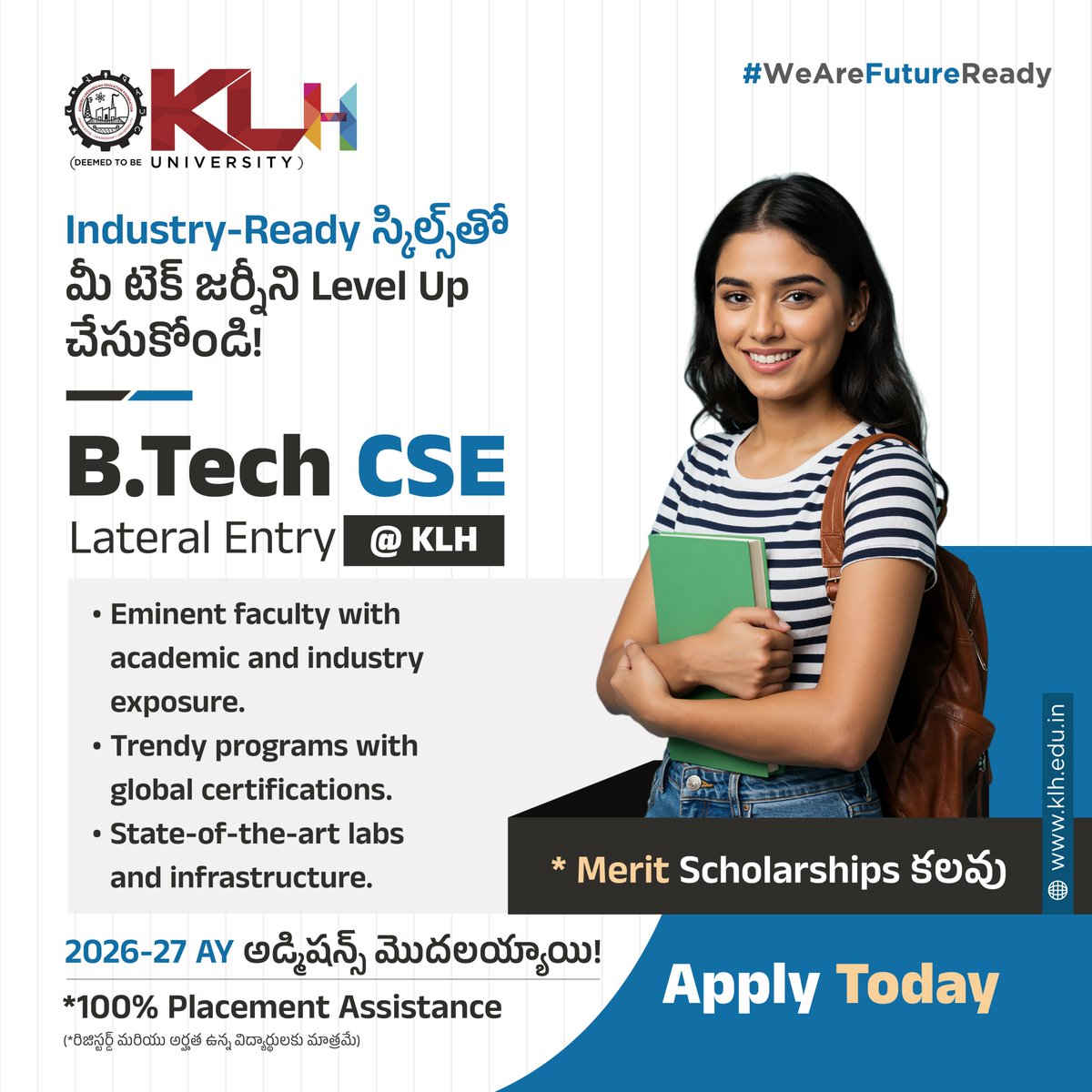 klhuniversity's tweet image. Accelerate your growth with B.Tech CSE (Lateral Entry) at KLHGBS! Learn from experts, work on live projects &amp;amp; gain skills top recruiters demand

Admissions Open 2026–27
 kluniversity.in/admissions-202…

#KLHGBS #BTechCSE #LateralEntry #TechInnovation #AI #MachineLearning