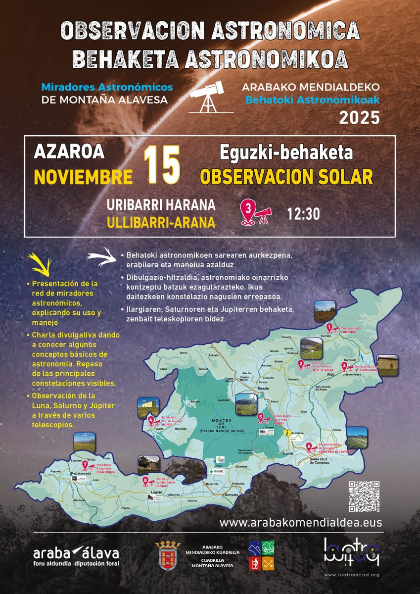 Este sábado,15 de noviembre,observación astronómica en #MontañaAlavesa