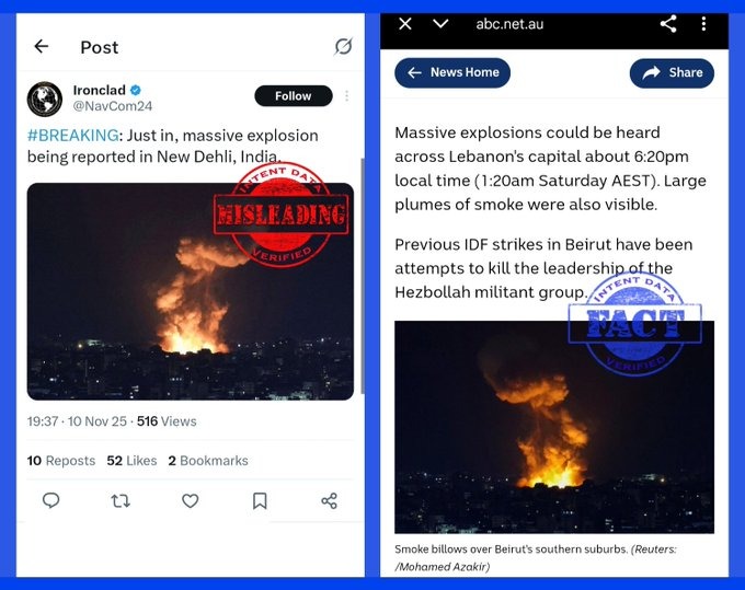 RohitSingh0art's tweet photo. Pakistani fake-news factory strikes again — sharing old foreign images as “Delhi blast.” Don’t believe it. 
#DisinfoWar #DisinformationWatch #Pulwama #RedFort #DelhiNews #LalQila @rajp95490414 @DratanRatnakar https://t.co/vt8F9IA4F5