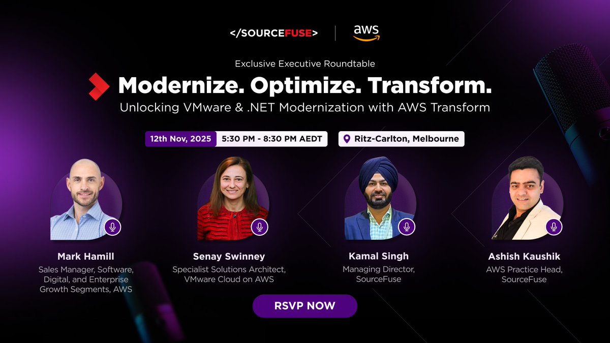 SourceFuse's tweet image. FINAL COUNTDOWN: 1 DAY LEFT! ⏰

Escape high #VMware costs &amp;amp; modernize your .NET apps! The blueprint for transformation with @awscloud Transform is tomorrow.
Secure your spot before it&apos;s too late! 👇
sourcefuse.com/our-company/ne…

#DotNet #AWS #CloudMigration #AWSTransform #SourceFuse