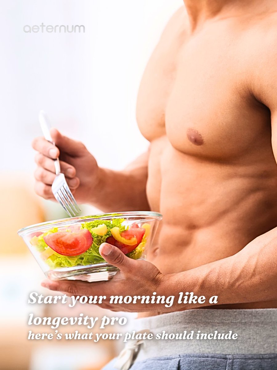 aeternumcompany's tweet image. 🌅 Start your day like a longevity pro 🥗 Protein, fiber, healthy fats &amp;amp; hydration fuel energy, cellular health &amp;amp; wellness. ✨ Follow us &amp;amp; visit our site! #LongevityBreakfast #BiohackingHealth