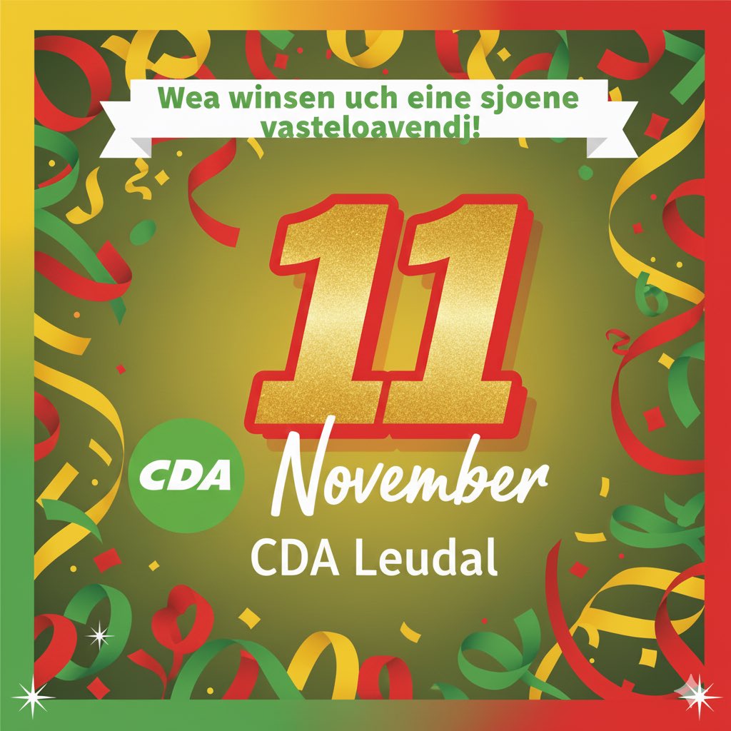 Cdaleudal's tweet photo. CDA Leudal winst uch allemoal eine sjoene vasteloavendj en veul plezeer vandaag!❤️💛💚

#cdaleudal #vasteloavendj #11devande11e https://t.co/Bl1cmTpcuu