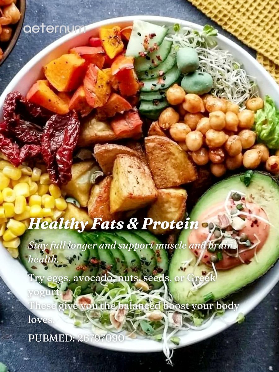 aeternumcompany's tweet image. 🌅 Start your day like a longevity pro 🥗 Protein, fiber, healthy fats &amp;amp; hydration fuel energy, cellular health &amp;amp; wellness. ✨ Follow us &amp;amp; visit our site! #LongevityBreakfast #BiohackingHealth