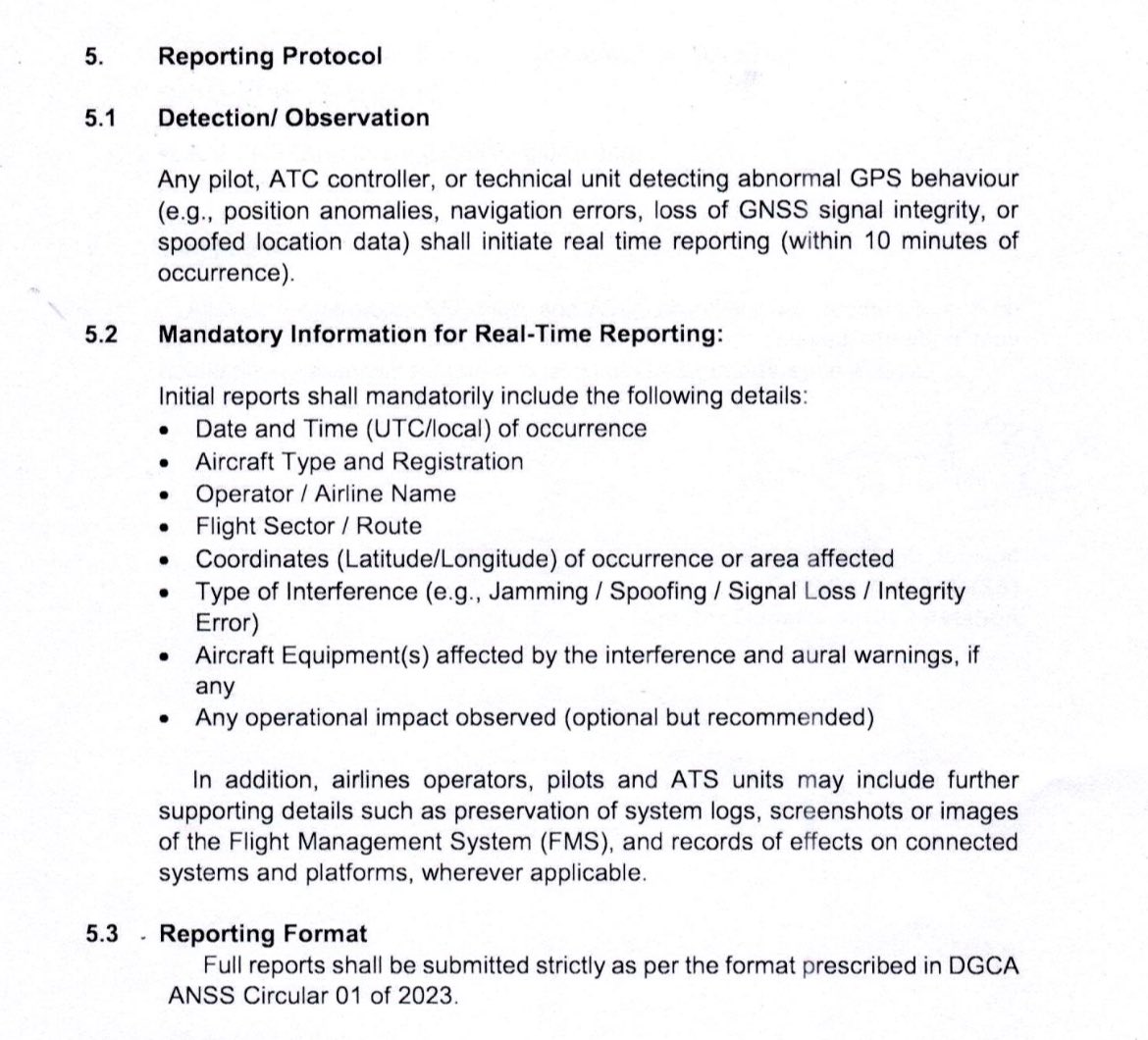 jagritichandra's tweet image. Public service announcement for aviation community: The DGCA has issued a new Standard Operating Protocol requiring all GPS spoofing events to be mandatorily reported by pilots, ATCOs &amp;amp; others.

Was required as per the 2023 advisory too but airlines had complicated procedures…