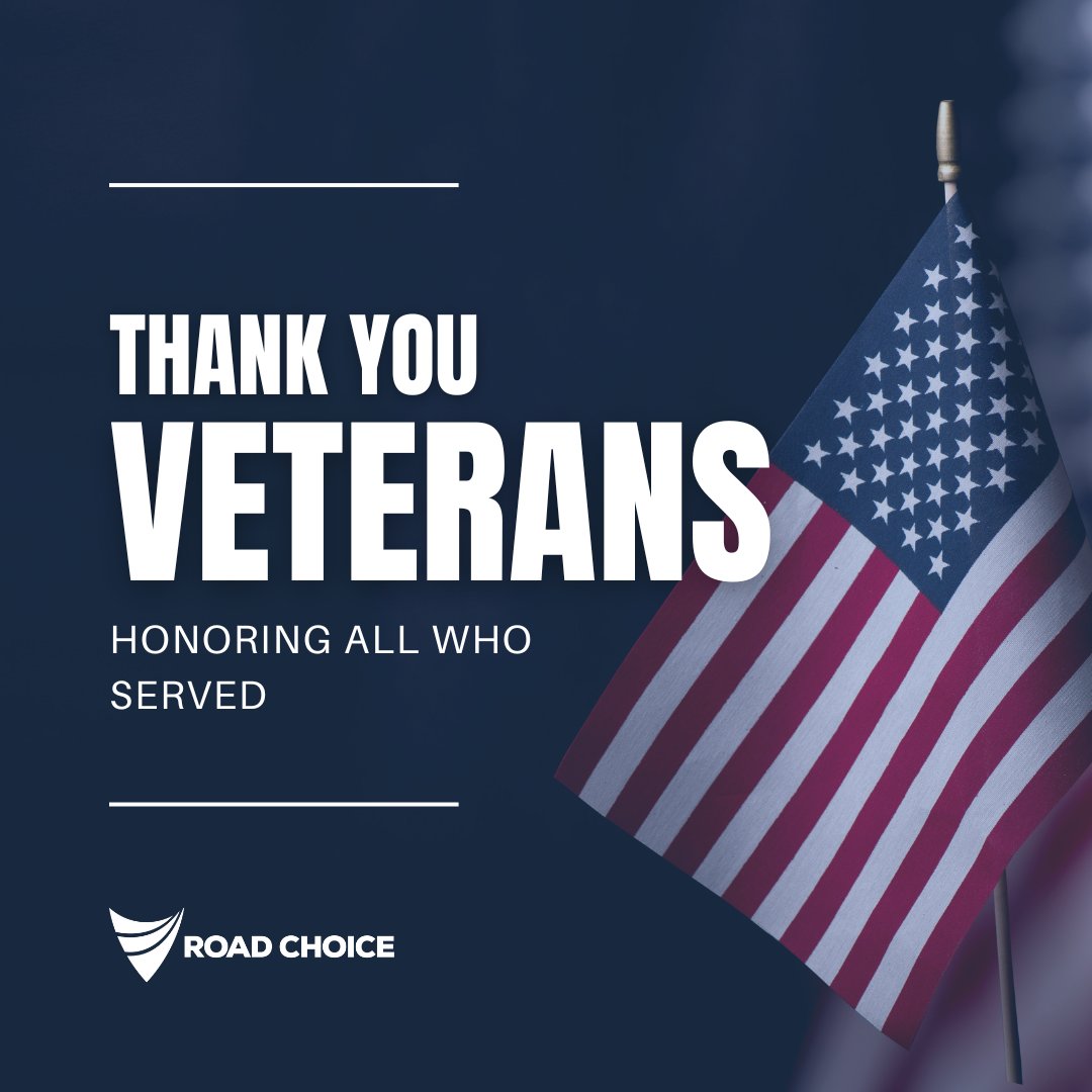 roadchoice's tweet photo. We are appreciative for the sacrifices made by those who have served and continue to serve our country. This Veterans Day, we salute you and thank you for your service. https://t.co/nG0s8WoN5T