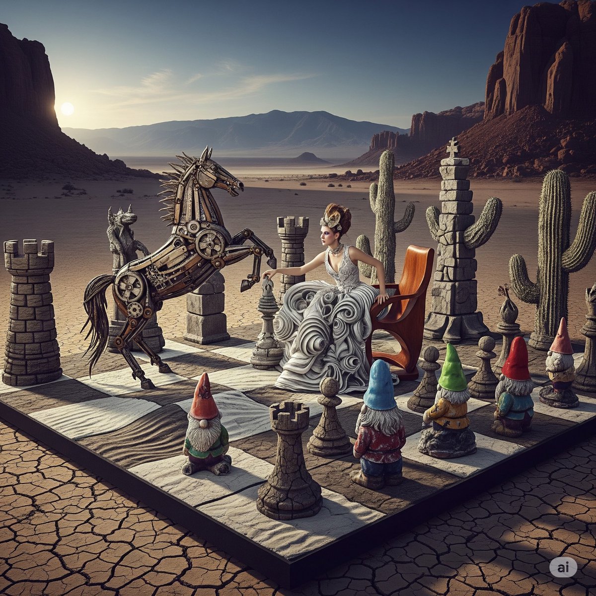 syntaxaegis's tweet image. She commanded the gnome cavalry without flinching—only the mechanical horse knew she was bluffing.

#hautecouture #surrealism #art #couture #fashionphotography