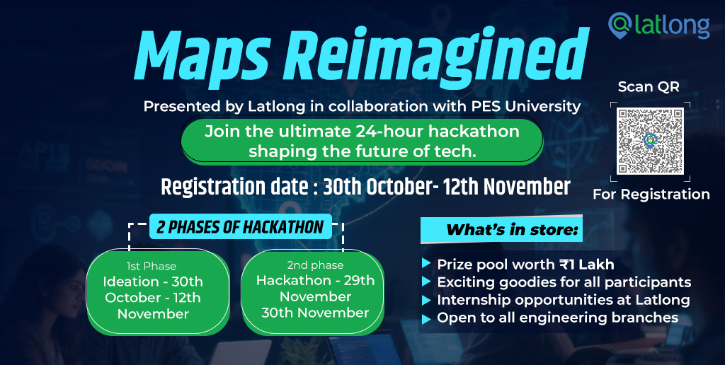 latlong_ai's tweet photo. Ready to put your coding skills to the ultimate test? The Latlong & PES University 24-hour hackathon is your shot at innovation! ๐
A prize pool of โน1 Lakh, internship opportunities at Latlong, and awesome goodies are on the line!
#HackathonChallenge #PESUniversity https://t.co/rhLRTUffCG