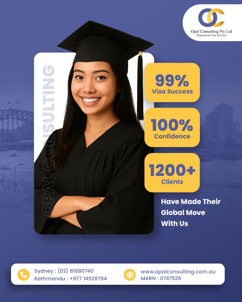 _opalconsulting's tweet photo. Dream big, study abroad, and let us handle the rest!
✅ 99% Visa Success
✅ 1200+ Successful Clients
✅ 100% Confidence
Your journey to global success starts with Opal Consulting.
#StudyAbroad #StudentVisa #OpalConsulting #GlobalDreams https://t.co/Squo9fwcOj
