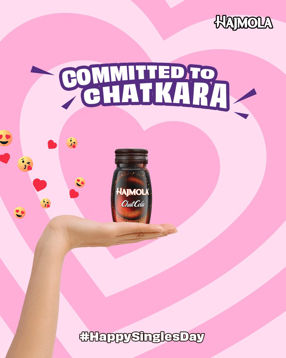 DaburHajmola's tweet photo. Who needs pyaar when chatkaraโs by your side? ๐ ๐ซถ๐ป
#SinglesDay #topical #moment #Hajmola #Chatkara #DaburHajmola #MrAam #LimCola #ChatCola #Regular #Pudina #Imli #Anardana #Flavours #hajmolakachatkara https://t.co/K3sCW9Bh7H