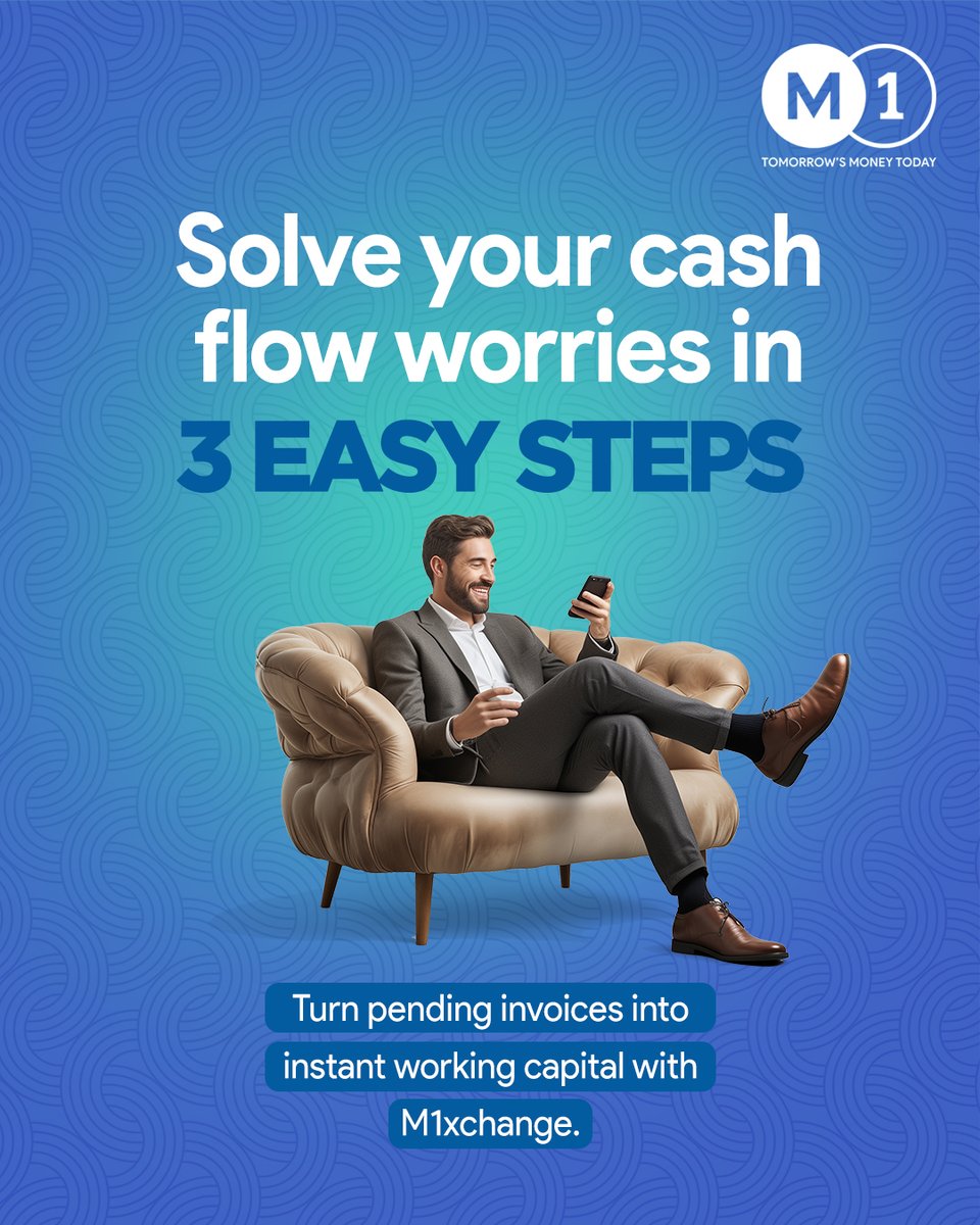 M1xchange's tweet image. Extended payment cycles are slowing you down? ⏳
With #M1xchange TReDS, unlock working capital against invoices in 3 easy steps — no debt, no delays, just faster liquidity and growth. 💡
#TReDS #MSMEs #Fintech #WorkingCapital #CashFlow #DigitalFinance
