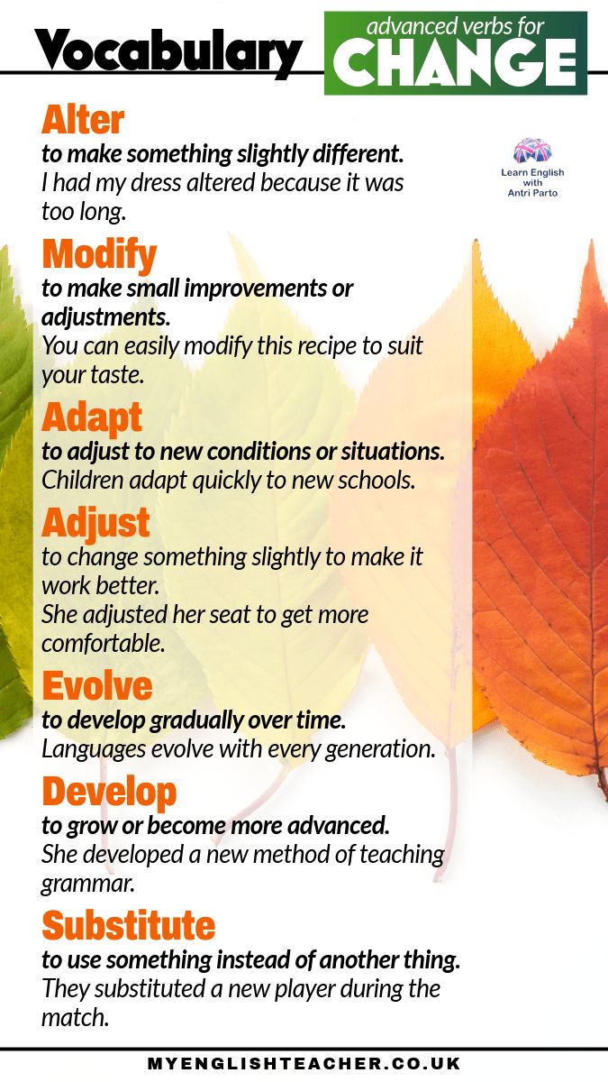 MyLinguaAcademy's tweet image. Your English is evolving — make sure your vocabulary is too! Discover 20+ verbs that express all kinds of change.
Perfect for B2 &amp;amp; C1 learners. Read more on My Lingua Academy buff.ly/LuQt60Z 
#LearnEnglish #B2First #AdvancedEnglish #MyLinguaAcademy