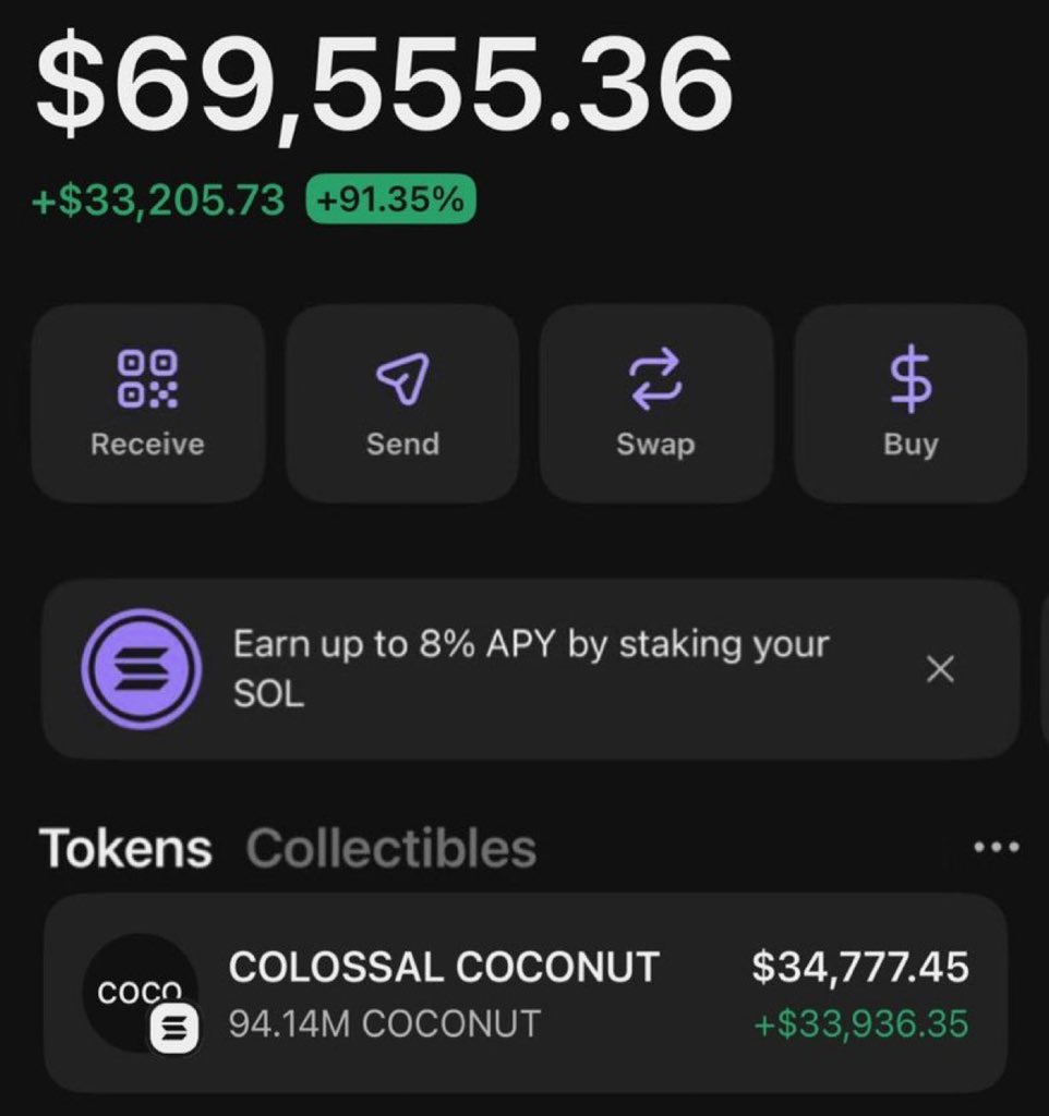 PumpbeardX's tweet photo. $COCONUT is printing massive profits in my Alpha TG 🚀🏆💰
Called it early — just as analyzed 🤝🔥

If you were in my TG, your copy trade would’ve hit the same gains 💎

#Solana #Memecoins #CryptoAlpha #SOL #CryptoGems #Altcoins #DeFi #CryptoTrading #AlphaCalls https://t.co/xE5L3PZ1dH