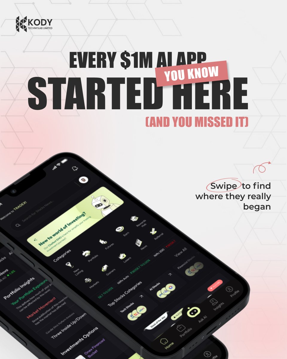 kody_technolab's tweet image. Most founders chase funding and #hiringdevelopers, but real growth starts with the foundation behind every $1M #AIapp.

Top #AI apps in #healthcare, #fintech, and retail use the right stack for speed, smarter models, and #ROI.

kodytechnolab.com/blog/top-ai-bu…

#KodyTechnolab