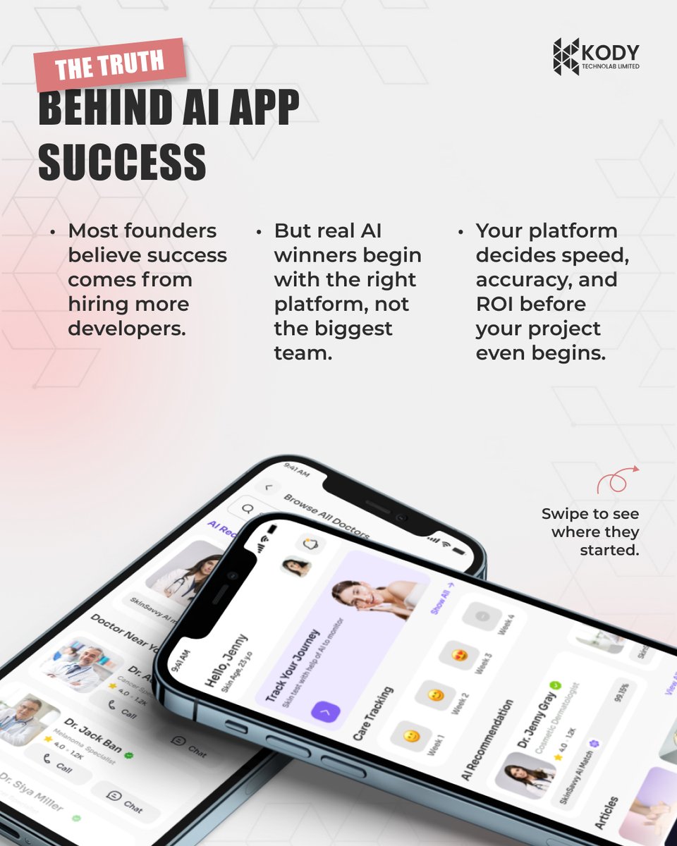 kody_technolab's tweet image. Most founders chase funding and #hiringdevelopers, but real growth starts with the foundation behind every $1M #AIapp.

Top #AI apps in #healthcare, #fintech, and retail use the right stack for speed, smarter models, and #ROI.

kodytechnolab.com/blog/top-ai-bu…

#KodyTechnolab