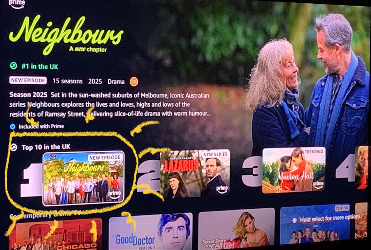 BazookaBonita's tweet photo. Good morning @AmazonMGMStudio @primevideouk @PrimeVideo @FremantleHQ @Channel10AU I’d just like to draw your attention to who’s on the top slot here in the U.K. on Tuesday morning (7am) .
#SaveNeighbours #Neighbours #UnmissableDrama #DoWhatIsRightNotWhatIsEasy https://t.co/PPazxTdAGj
