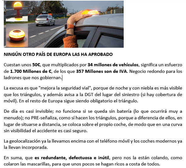 AnamKra's tweet photo. 🚨LA ESTAFA Y EL PELIGRO DE LAS NUEVAS BALIZAS V16
Desde el 1 de enero próximo todos los vehículos deben llevar una baliza V16 geolocalizable, en lugar de los triángulos. Son una irresponsabilidad que costará vidas. No están pensadas para protegernos, sino para robarnos. https://t.co/AFsP9Xokyj