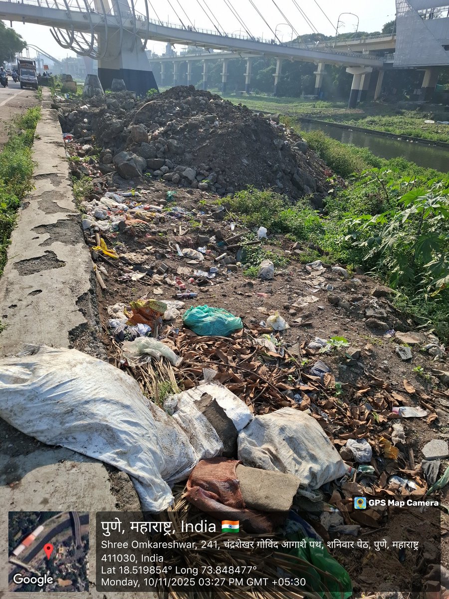 On going dumping of debris and waste on Mutha Riverbed near Tanpura bridge.
Less than 800 M from PMC head office.
Who is watching?
<a href="/navalMH/">Naval Kishore Ram</a>
<a href="/pmccarepune/">PMC Care</a>
<a href="/PMCcare8/">PMC care</a>
<a href="/ameetgsingh/">ameet singh</a>
<a href="/Punemetro_/">Pune Metro</a>
<a href="/VinitaDeshmukh/">@ Honest, Common Citizen of India Vinita Deshmukh</a>
<a href="/DefenceBrat/">Defence Brat</a>
<a href="/IndianGems_/">🚨Indian Gems</a>
<a href="/AjitPawarSpeaks/">Ajit Pawar</a>