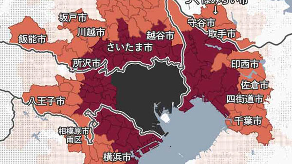 にゃんこそば先生のデータ分かりやすい。 東京近郊自治体は、武蔵野線