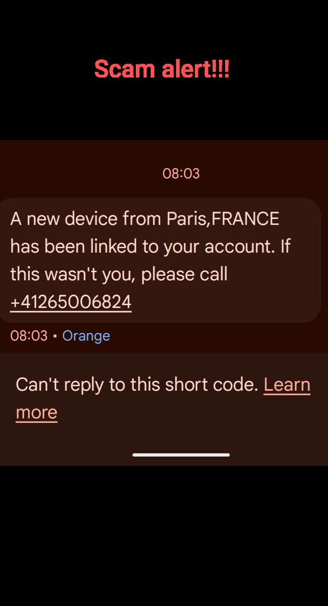 CryptoMudCrab's tweet photo. #Binance #scam #crypto
Be careful! Just received the following SMS. I checked my account immediately to change my password. 
There were no other devices then mine linked https://t.co/g1qAVyXKgS