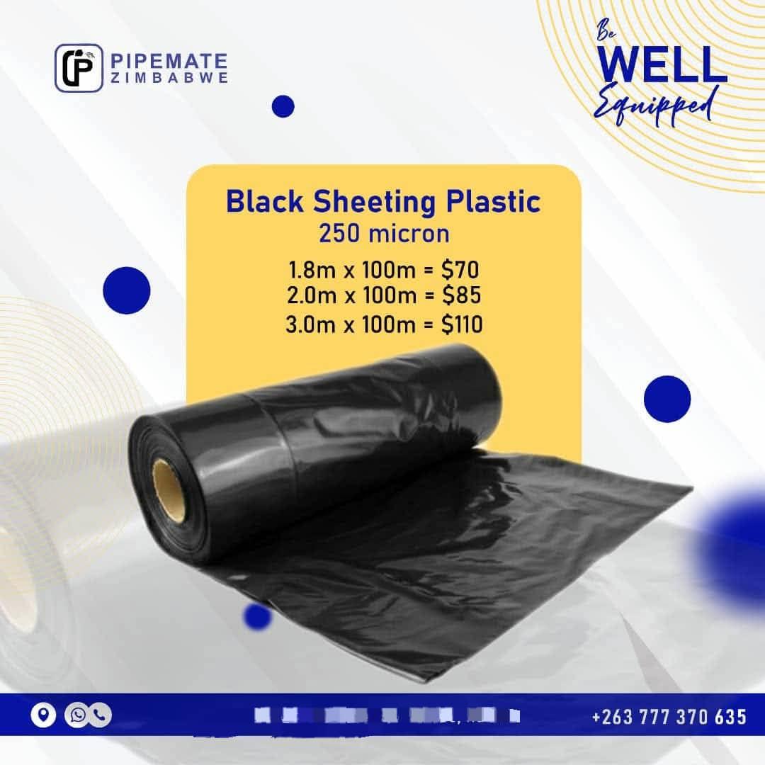 Rainy Season Is Approaching &amp; you DEFINITELY  NEED A PLASTIC BLACK SHEET!!

USE- damliners, fishpond liners, plastic mulching, Farming barn, temporary shelter etc..

Contact: 0777370635
Location:15 Borgward Rd Msasa 
Email:sales@polypipezimbabwe.co.zw
polypipezimbabwe.co.zw