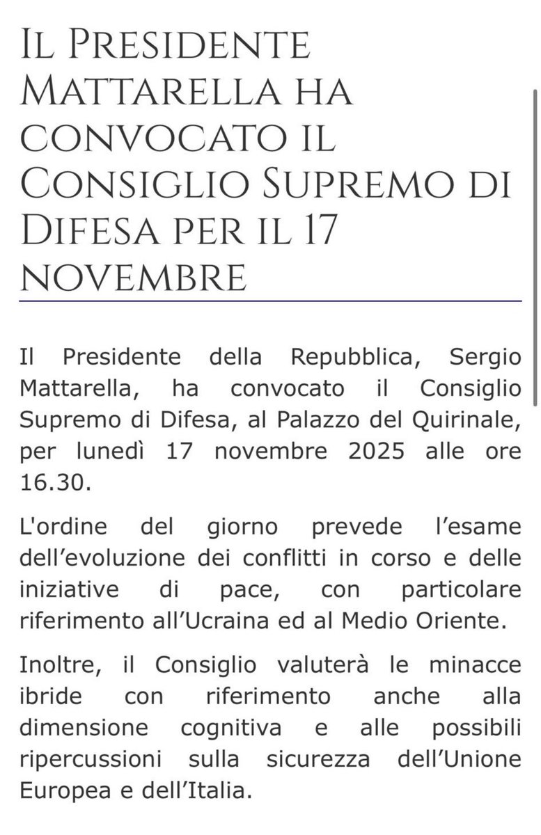 Il Presidente della Repubblica ha convocato il Consiglio Supremo di Difesa anche sulle minacce ibride e cognitive. Da mesi con <a href="/mlombardo81/">Marco Lombardo</a> abbiamo proposto una legge denominata “scudo democratico” per rafforzare i controlli su le interferenze russe e cinesi nella nostra